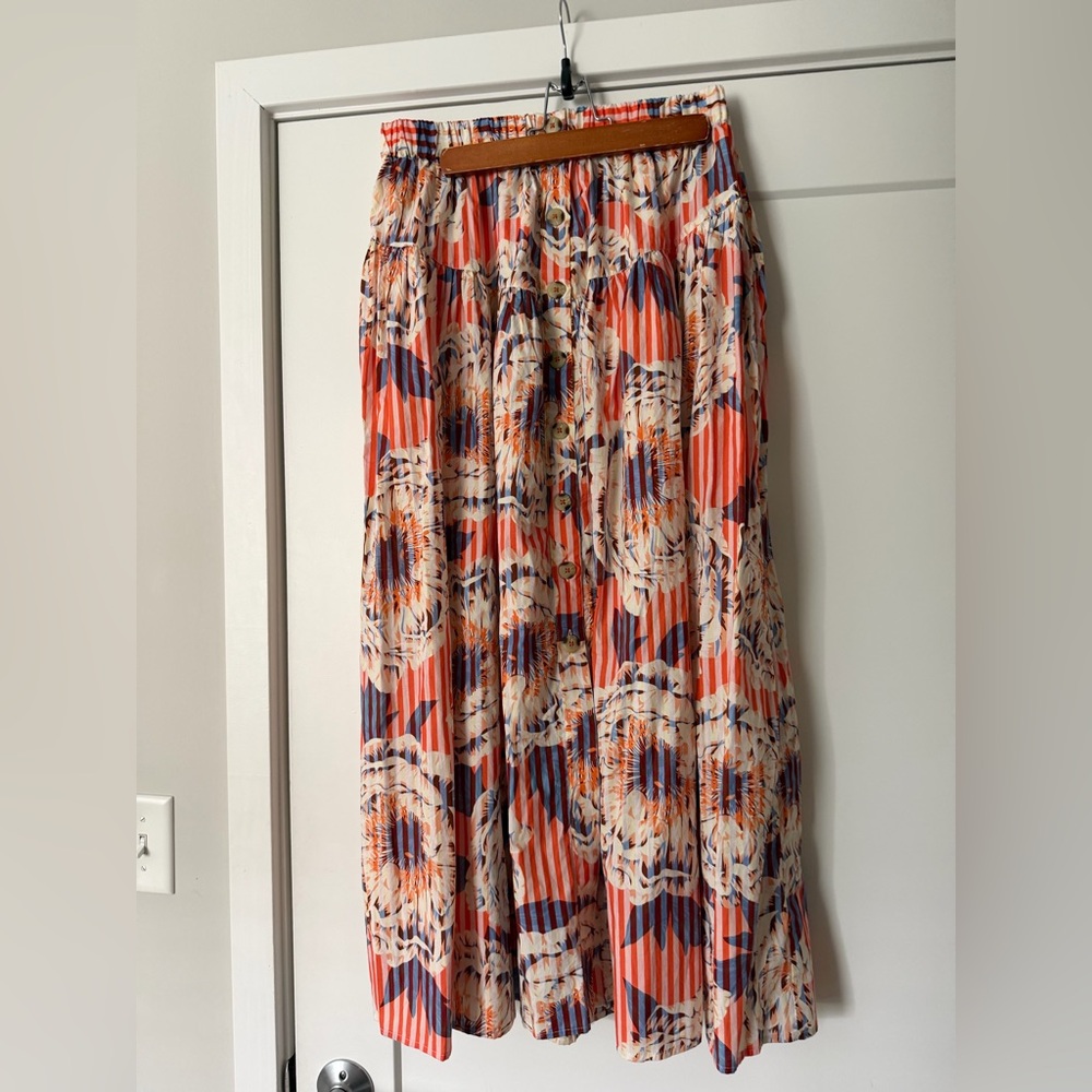 By Anthropologie Button Front Midi Skirt Worn Once!